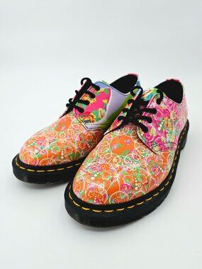 Dr Martens Smiths Daze Floral Cat Print Multi Color Oxfords Shoes Size US Size 7